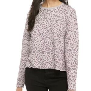 NEW w/ Tags! True Craft Large Light Purple Lilac Leopard Sweatshirt Good Vibes